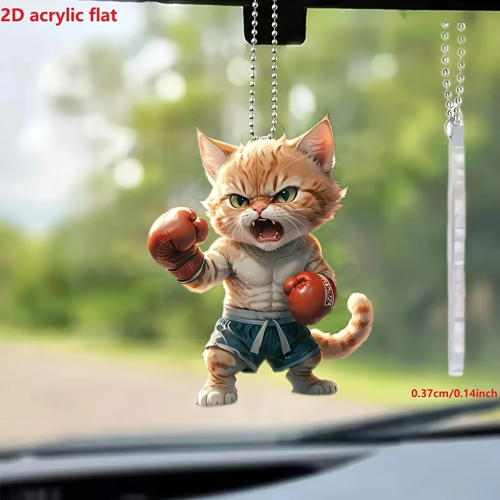 1/3 2D Acrylic Flat Lucky Black Cat Garfield Backpack Pendant Multi-Functional Home Hanging Decoration Keychain Cat Lovers Gift