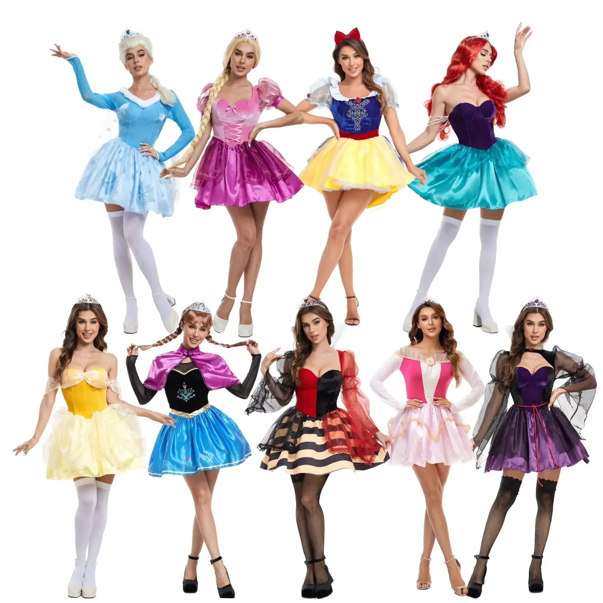 

Halloween Purim Carnival Party Sleeping Beauty Aurora Snow White Cinderella Elsa Queen Belle Peach Princess Cosplay Costume