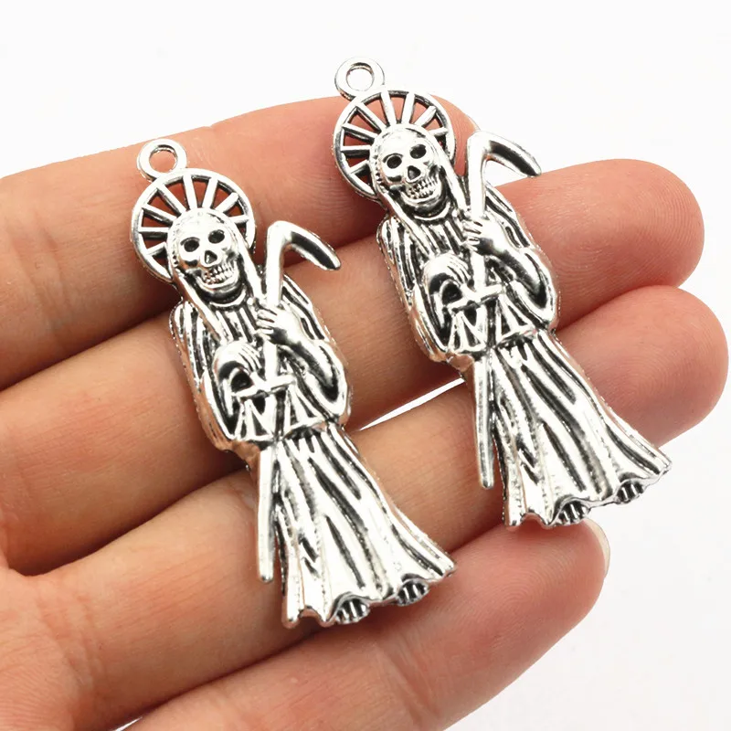 5pcs 51x18mm Skull Skeleton Handmade Charms Pendant Antique Silver Plated DIY Jewelry Making Accessories Findings