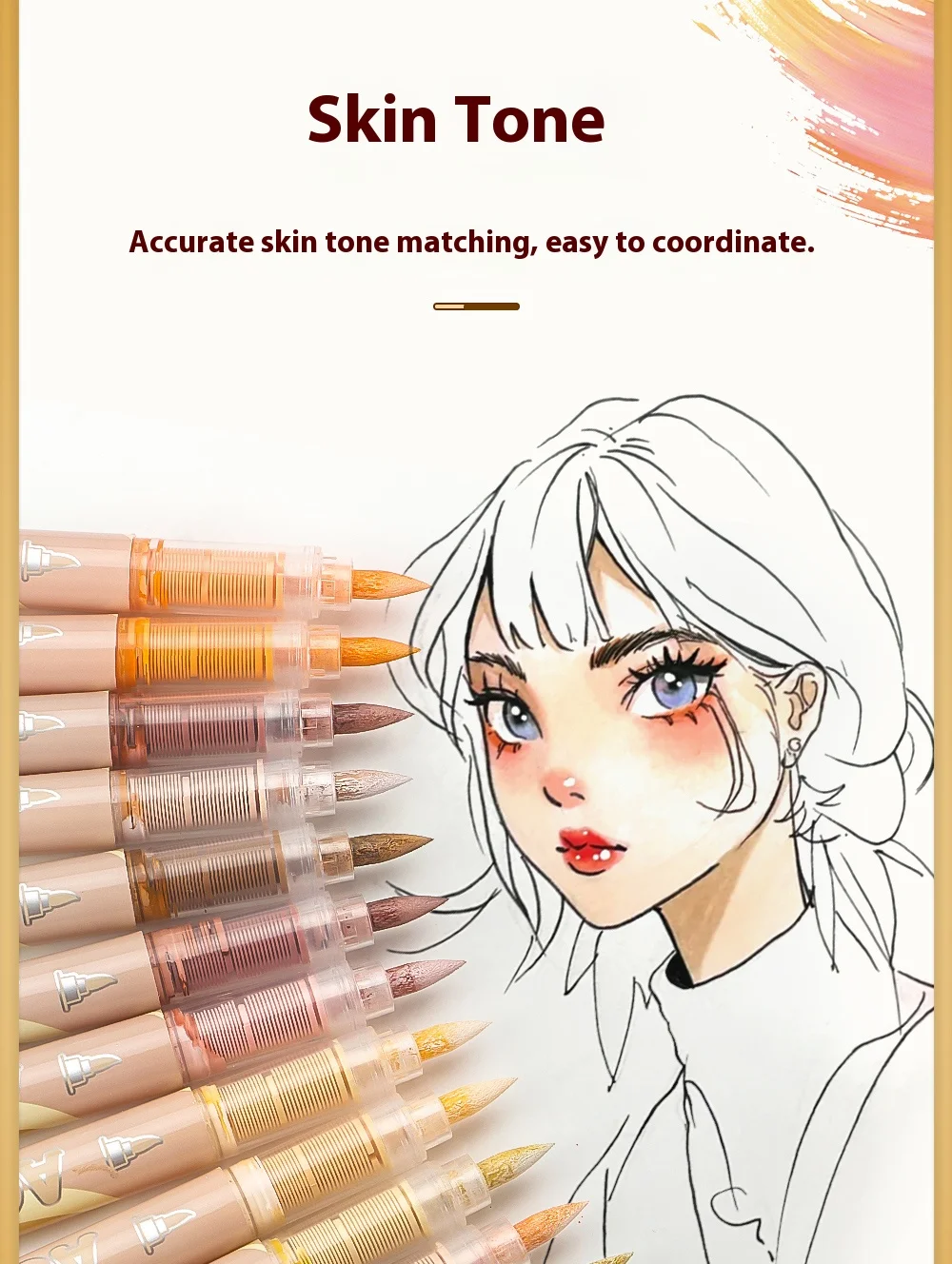 12-Farben-Acryl-Marker, braune Serie, schnell trocknend, für Anime, Manga, Charakter, Zeichnen, Färben, tägliche Malerei, DIY-Kunstbedarf – Detail 1