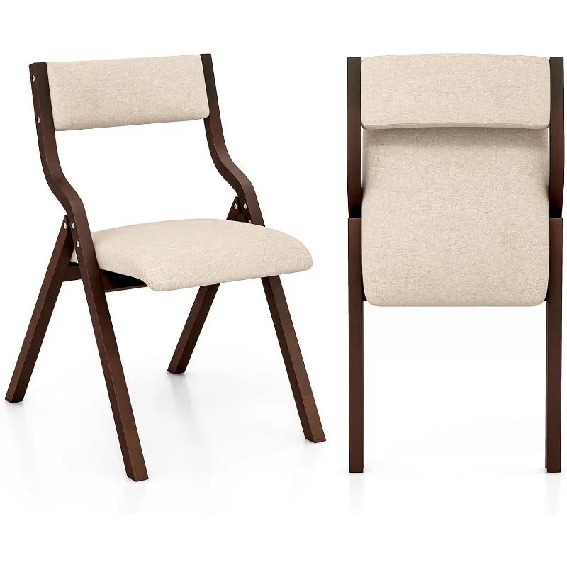 

Folding Dining Chairs Set of 2, No Assembly Folding Chairs , Wood Foldable Kitchen Chairs, Easy to Store Extra Event Chairs