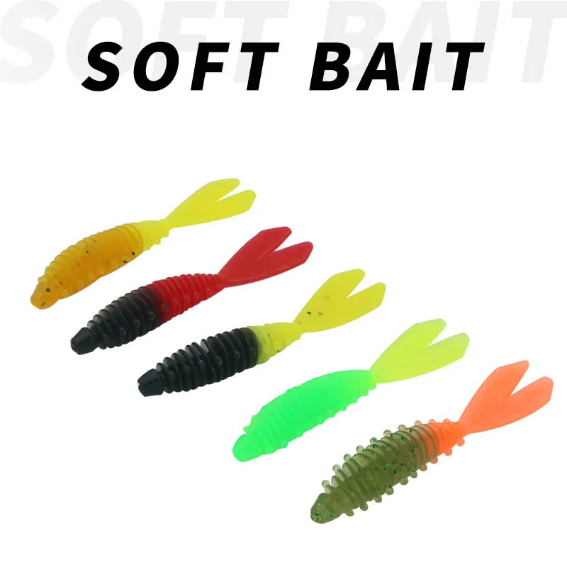 Two-Tone Two-Tail Willow Leaf Simulation Lure Bait10Strip Pack5.5cm1.2g Mandarin Fish Weever Thread Soft Maggot Bait