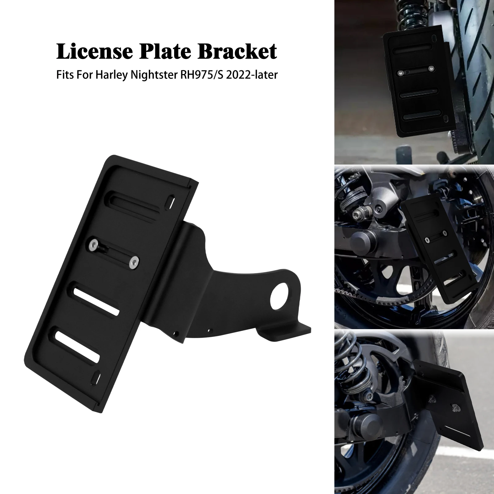 

Motorcycle License Plate Support Side Mount Bracket Metal Frame Holder Kit For Harley Nightster RH975 RH975/S 2022 2023 2024