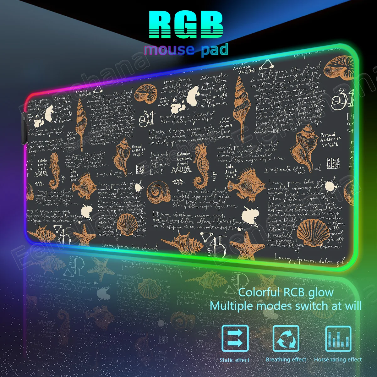 RGB Large The Navigator Mouse Pad Emit Light Ocean Sailboat LED XXL Extended Pads PC Gaming Accessories Gamer Laptop Desktop Mat