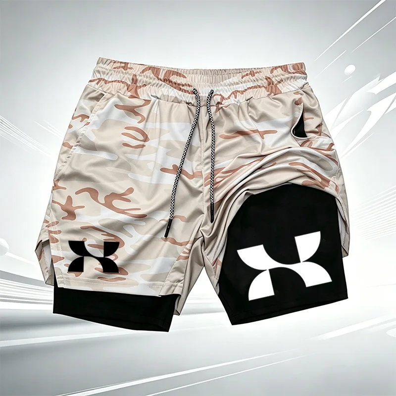 2-in-1-Laufshorts für Herren, schnell trocknende Workout-Gym-Shorts mit Kompressionsfutter und Logo-Aufdruck, sportliche Trainingsshorts wx214 – Detail 8