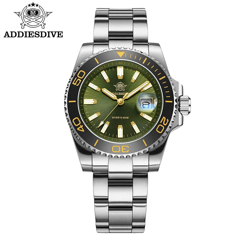 ADDIESDIVE New Quartz Watches AR Coating 41mm Ceramic Bezel 200m Waterproof Diving Watch BGW9 Luminous Men Watch Reloj Hombre