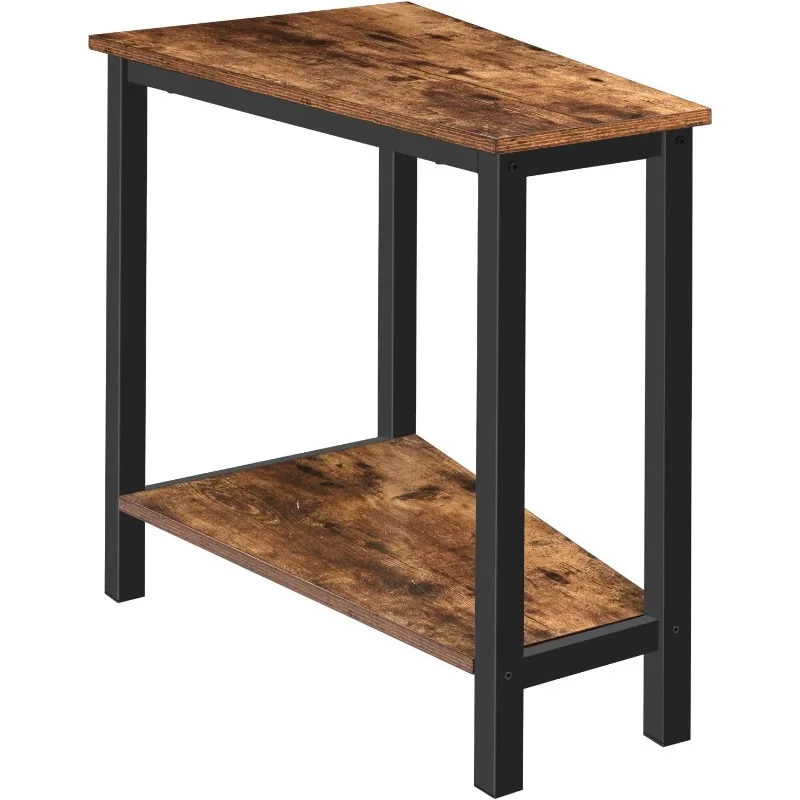 

Wedge End Table, Recliner Wedge Side Table with Storage, Industrial Triangle Accent Table for Small Space, Corner