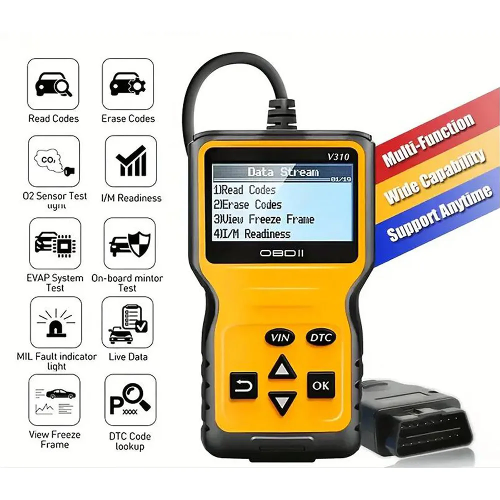 V310 Professional OBD Code Readers Scan Tool OBDII/EOBD Car Engine Fault Code Reader Diagnostic Tool for all 1996 and Newer Car