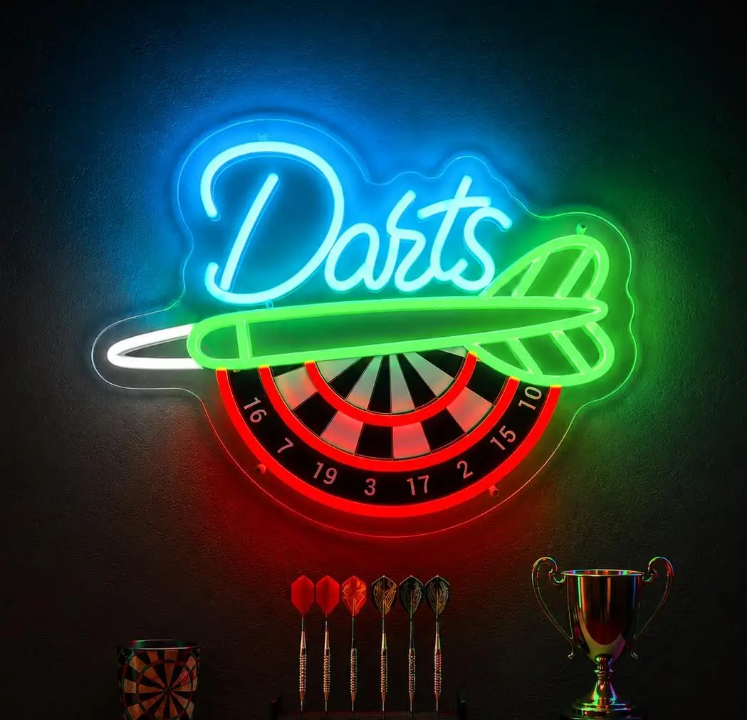 Darts Neon Sign USB Powered LED Dartboard Neon Light for Game Room Bedroom Bar Man Cave Home Party Wall Art Decoration Gift