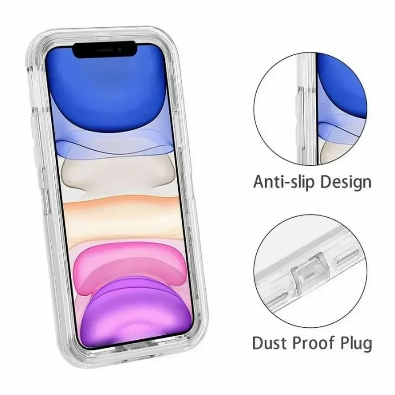 360 °   Proteggi la custodia del telefono per IPhone 17Air 17 16 15 14 13 12 Pro Max Plus Cover robusta antiurto trasparente a 3 strati con impieghi gravosi