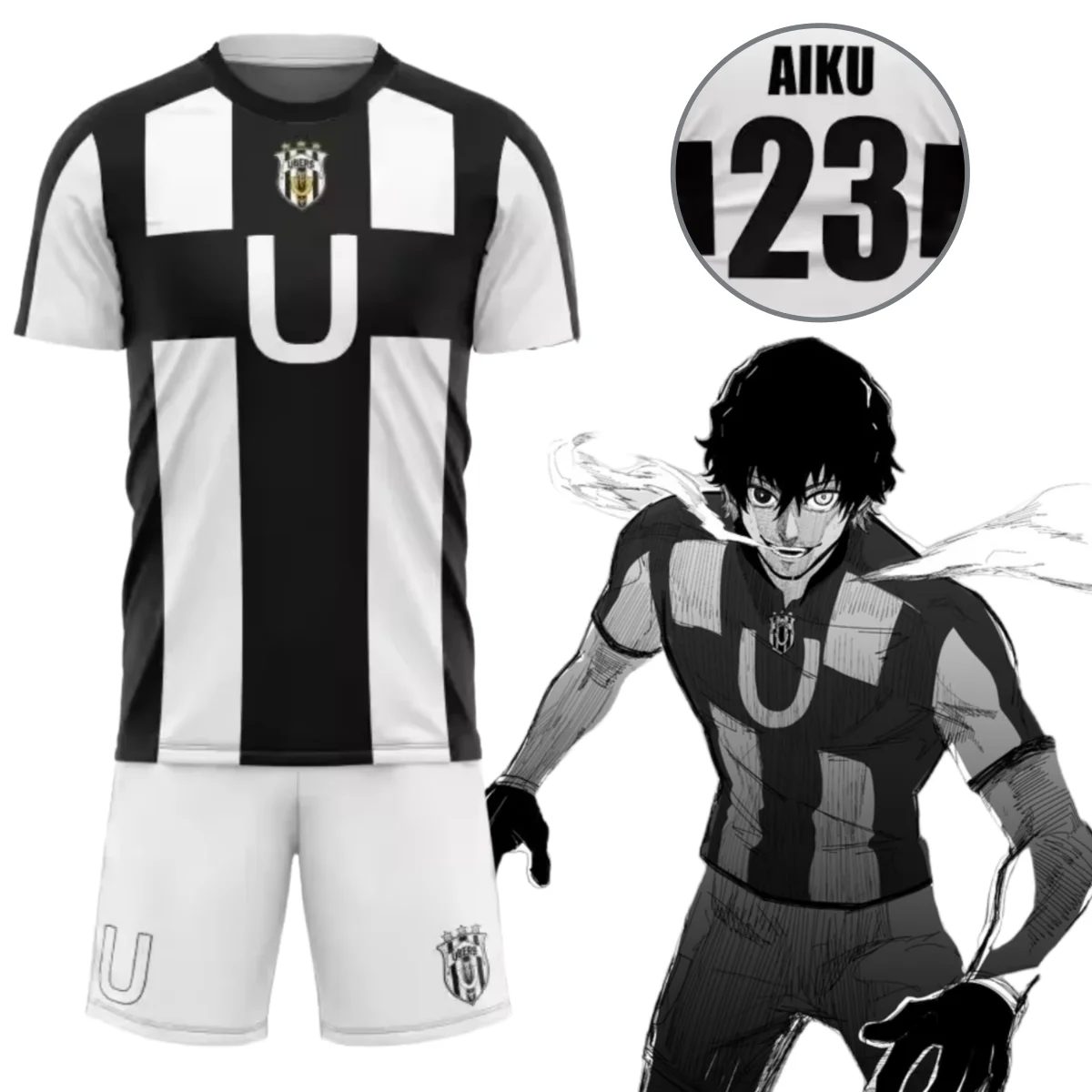 قميص أنيمي بلو لوك أيكو أزياء تنكرية لفريق كرة القدم جيرسي # 23 مجموعة قمصان أوليفر أيكو شورت طباعة ثلاثية الأبعاد