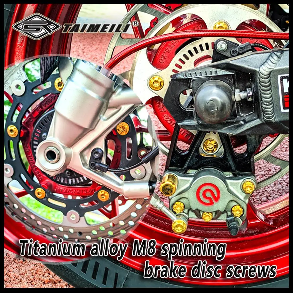 TAIMEILI Titanium Alloy Screw M8X20/25/30mm Motorcycle Brake Disc Screw Inner Plum Blossom Petal Head 1PCS