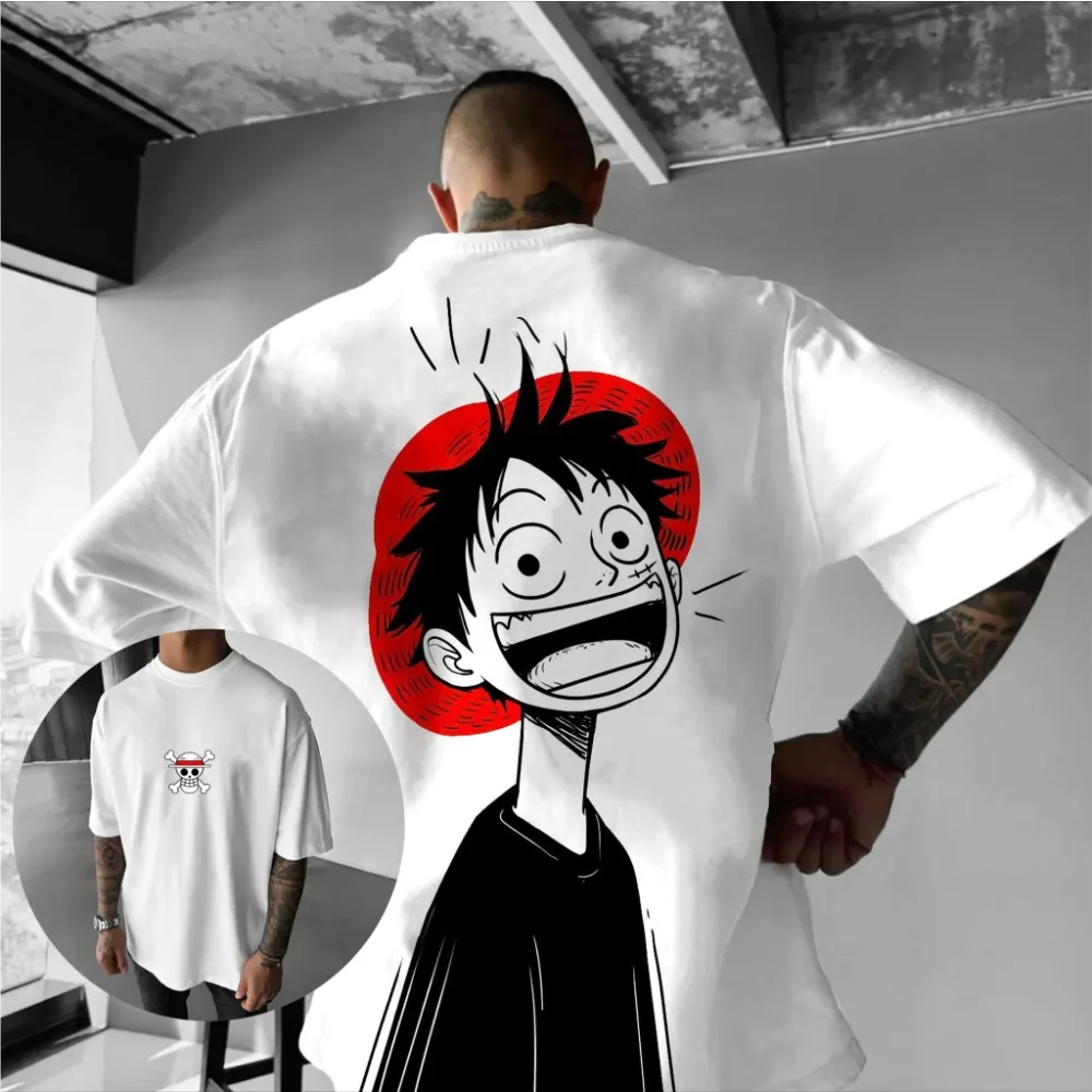 One Piece Official New Hot Fashion Summer Crew T-Shirt Merchandise Loose Fit Unisex Anime Top Soft Cotton with Vintage Print