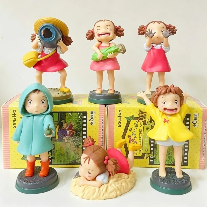 6PCS My Neighbor Totoro Cartoon Figure Ornaments with Gift Box Cute Desktop Decorative Figurines Collectible Souvenir Gift