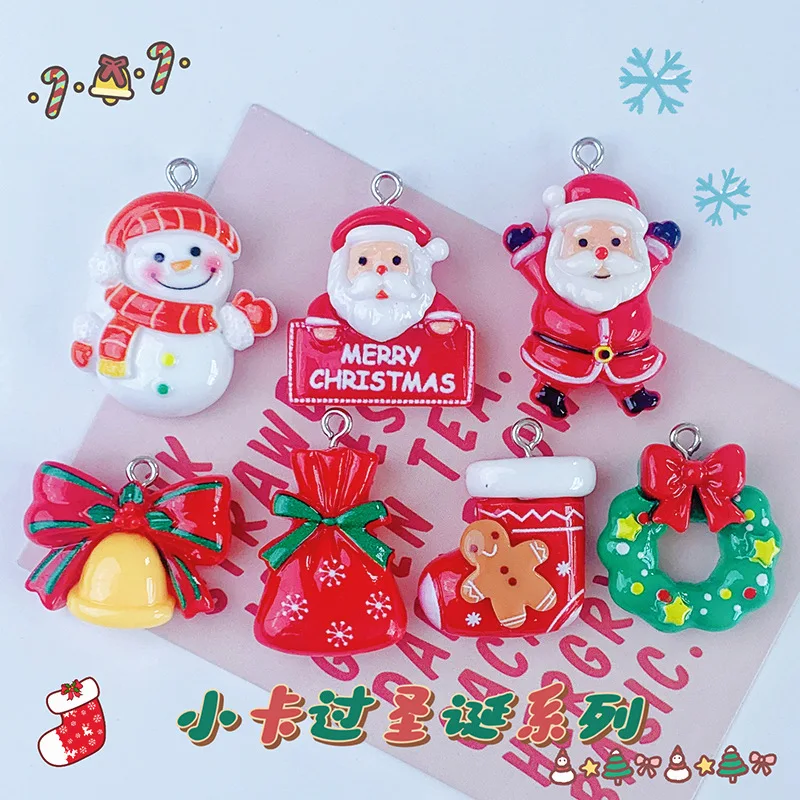 European and American Multi-color Resin Christmas Element Necklace Pendant UNISEX Christmas Eve Happy Party Necklace Pendant