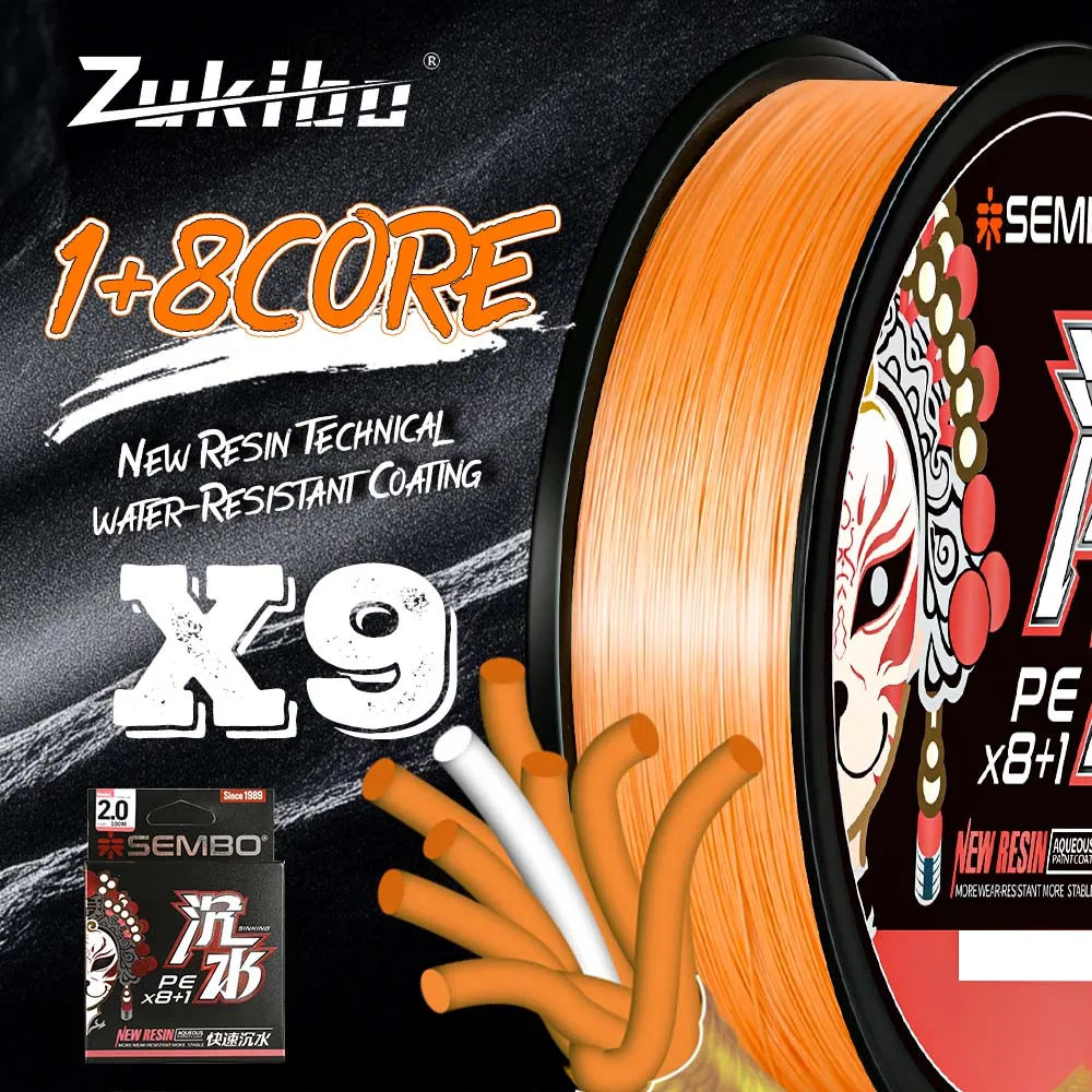 ZUKIBO X8 Braided Fishing Wire 8 Strands Wire Multifilament Japanese Original Fishing Line Long Distance Casting Tackle Tax-Free