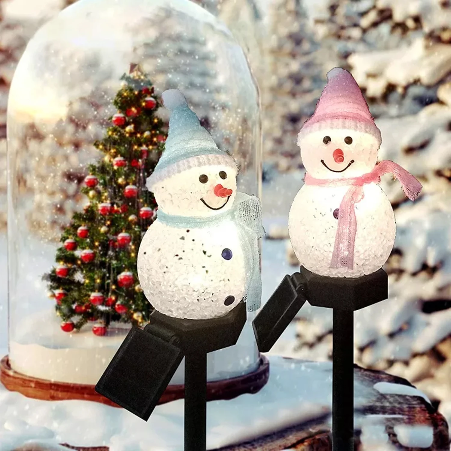 2022 Christmas New LED Solar Snowman Light Outdoor Rain Proof Landscape Decorations Lawn Garden Lamps Cartoon Series Ground Lamp