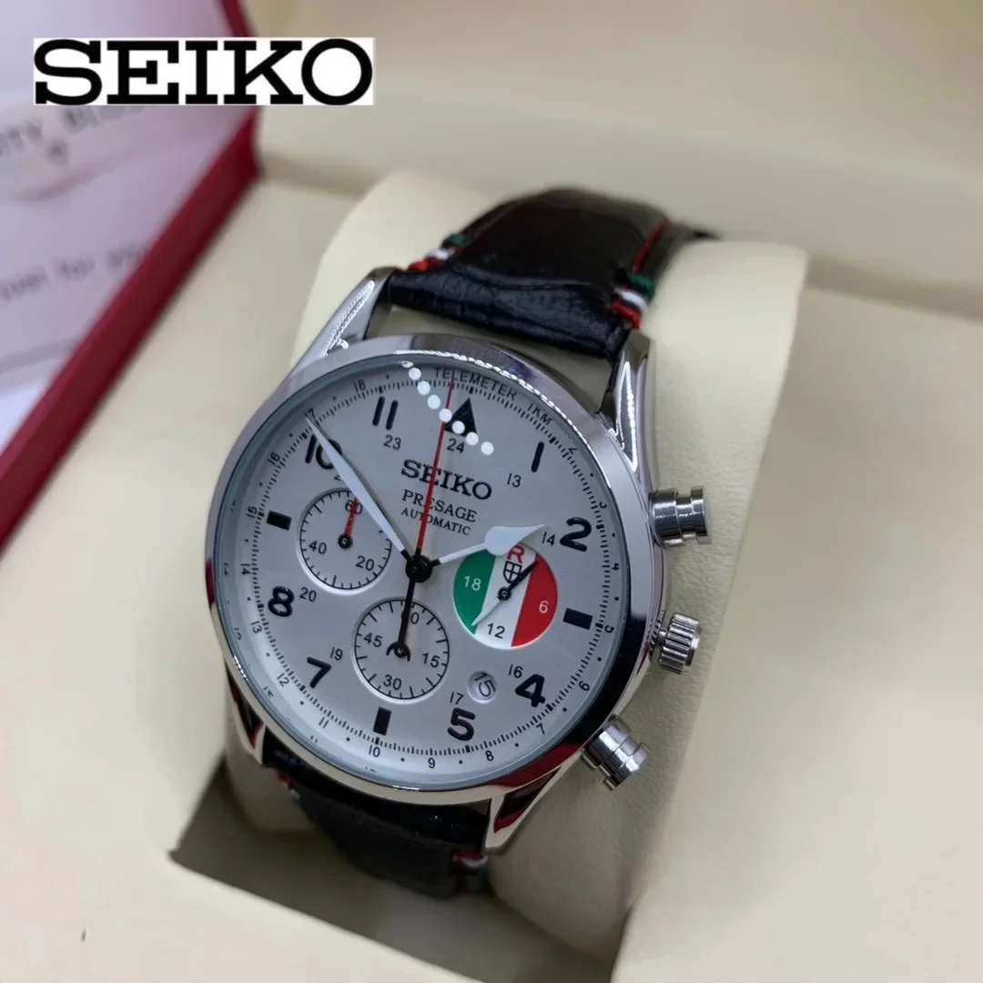 SEIKO Men's Sports Quartz Waterproof Watch, Multifunctional Dial Luminous Hands and Markers, Stainless Steel or Rubber Strap.