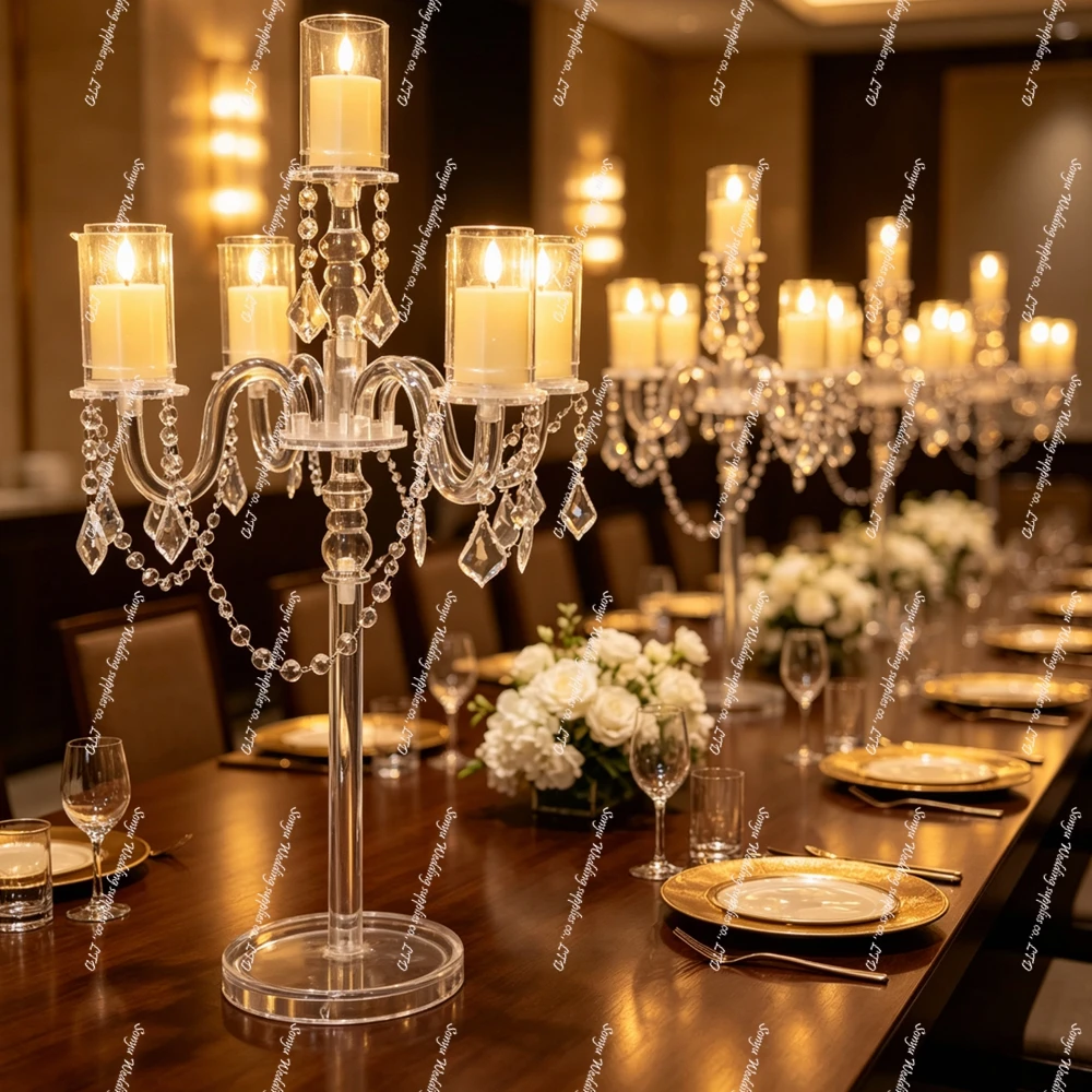 4-10pcs)60cm-120cm Decorative Table Lamp candleholder with LED Light candlestick for Wedding candle Light centerpieces
