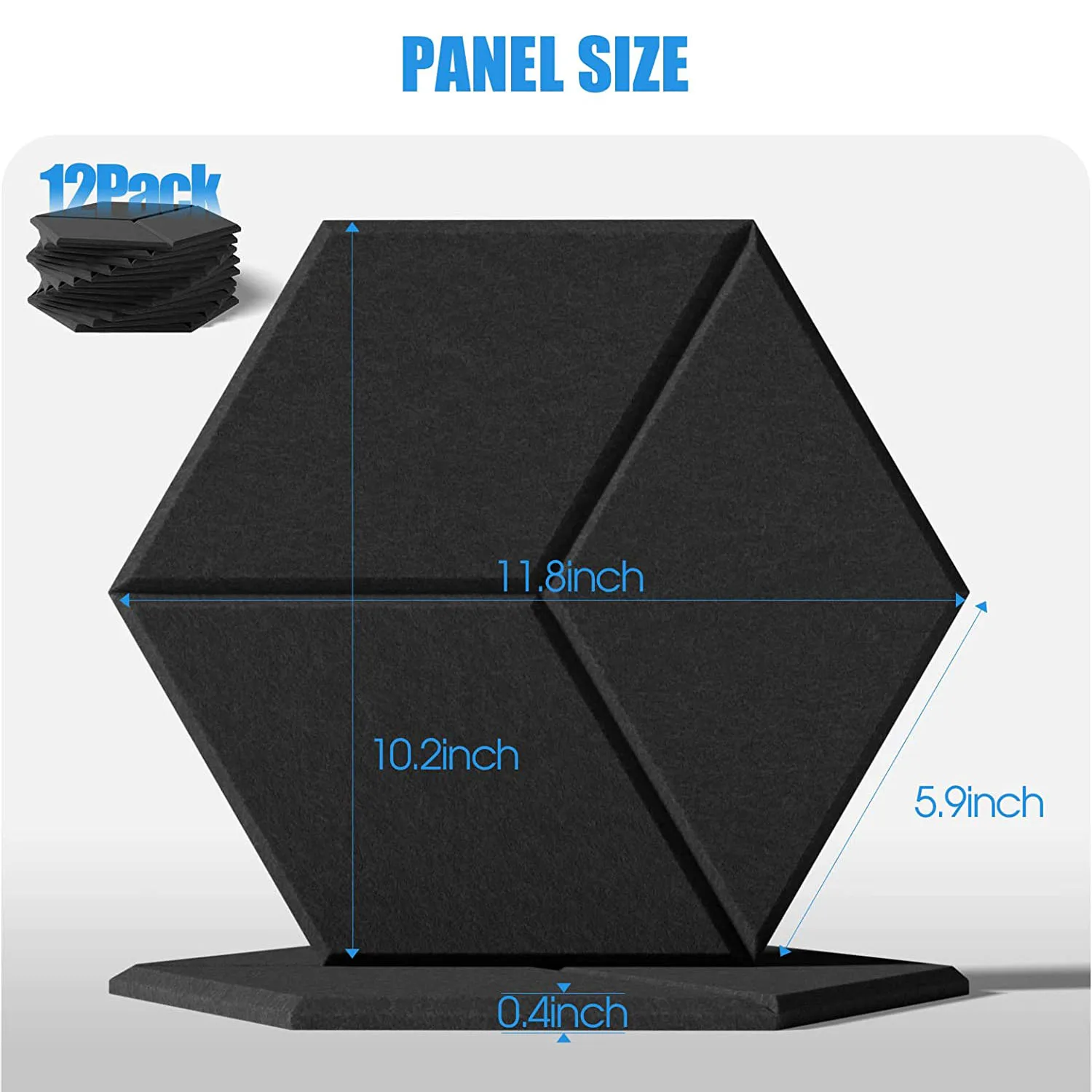 12 PACK Acoustic Foam,Self-Adhesive Sound Proof Panels,for Sound Insulation &Acoustic Treatment(Black)