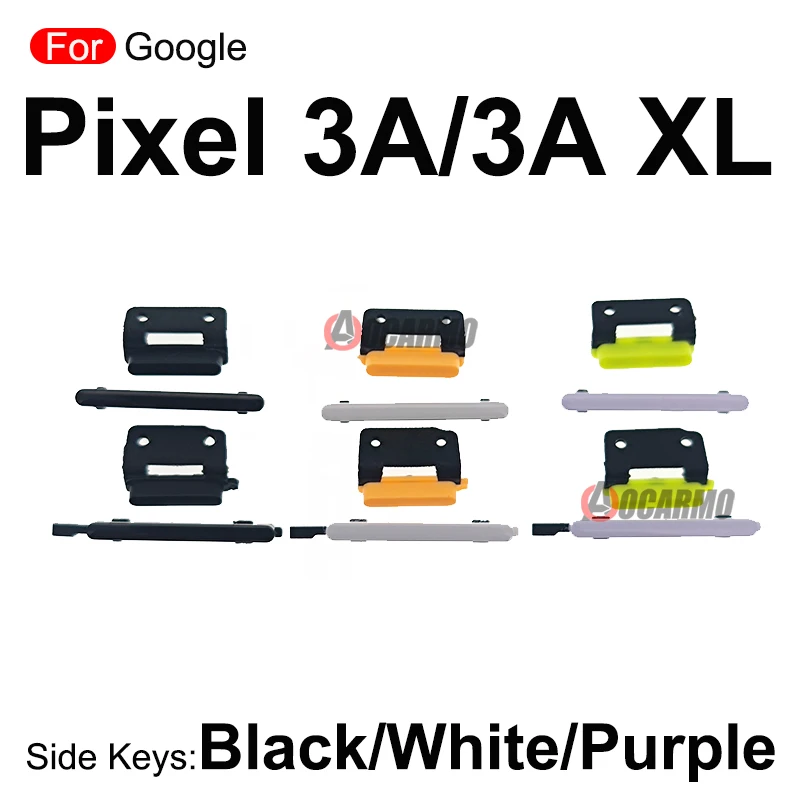 Side Button Keys For Google Pixel 3A XL 3AXL Power On/Off Volume Buttons Replacement Parts Black White Purple