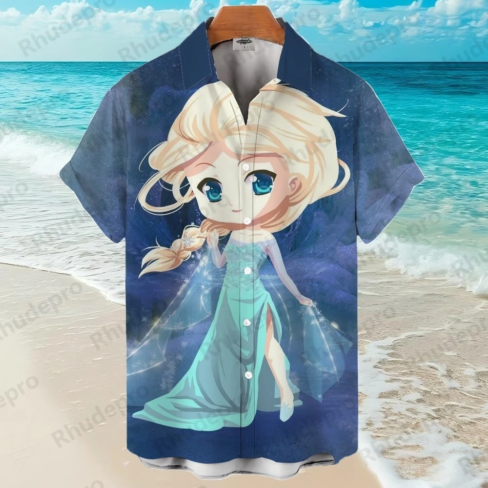 

Новинка Disney 2025 года, мужские рубашки принцессы Эльзы «Холодное сердце» с 3D принтом, летняя мода, уличный тренд, ретро-бутик, топы Hemd Herren