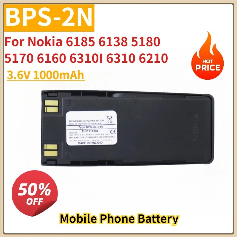 

Replacement Mobile Phone Battery BPS-2N 3.6V 1000mAh For Nokia 6185 6138 5180 5170 6160 6310I 6310 6210 7110 6150 5185 5165 5110