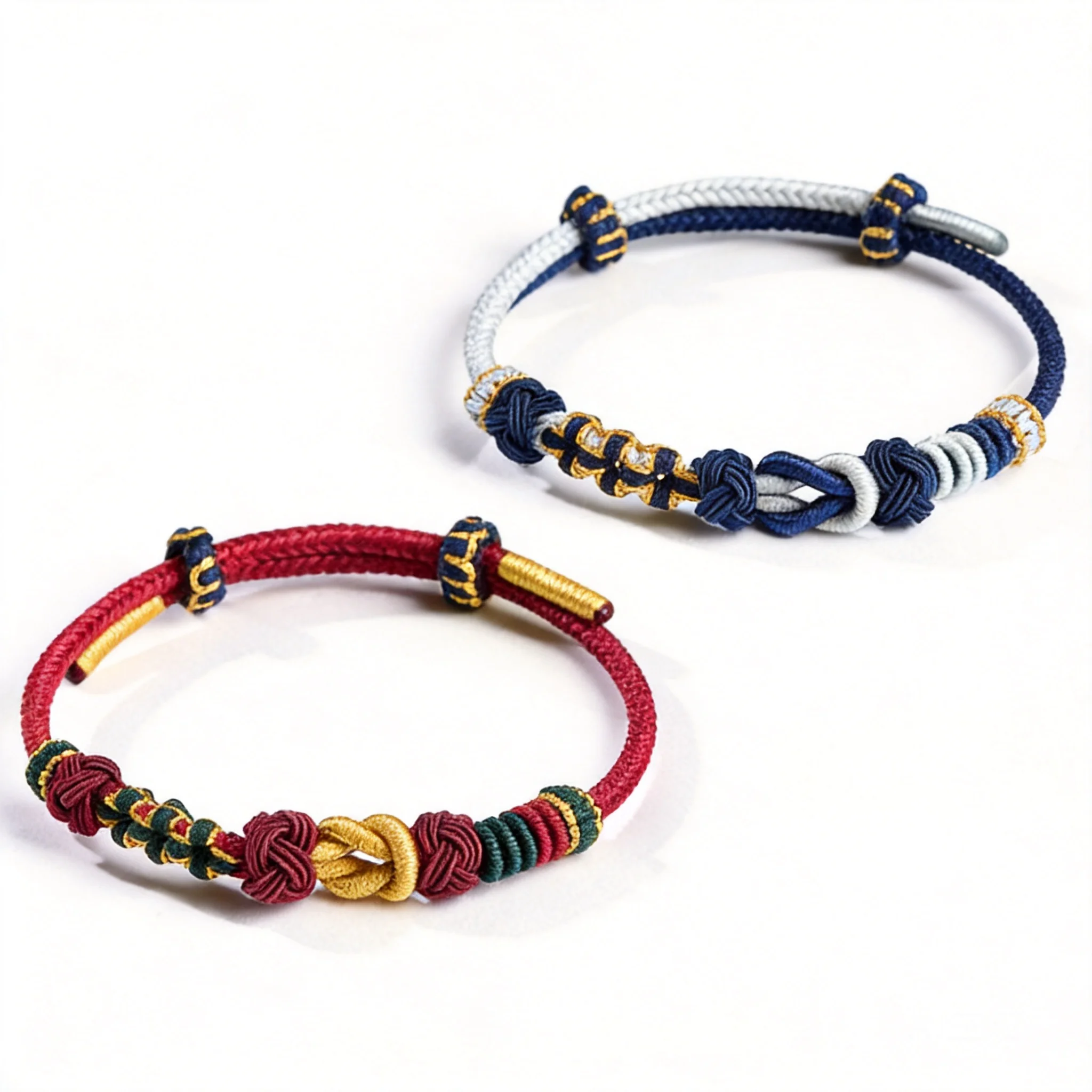 Chinese Style Good Luck Never Apart Couple Braided Bracelet Auspicious Fortune Blessing Adjustable Woven String Bracelet For Chr