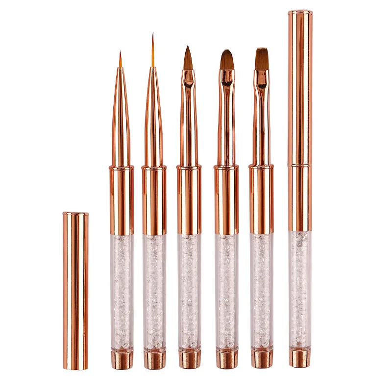 1/5/7PCS Nail Art Acrylic UV Gel Extension Builder Rhinestone Painting Brush Lines Liner Pattern Drawing Pen Manicure Tool
