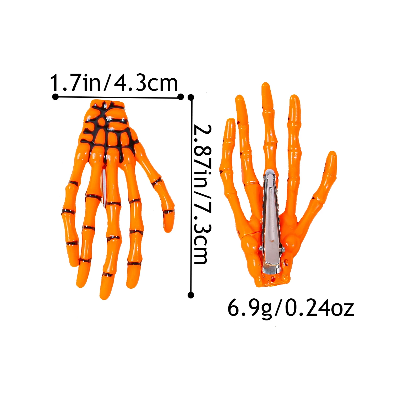 8/24pcs Ghost Claw Skeleton Hand Hair Clip For Girls Cute Playful Barrettes For Kids Women Halloween Party Deco Hair Accessories