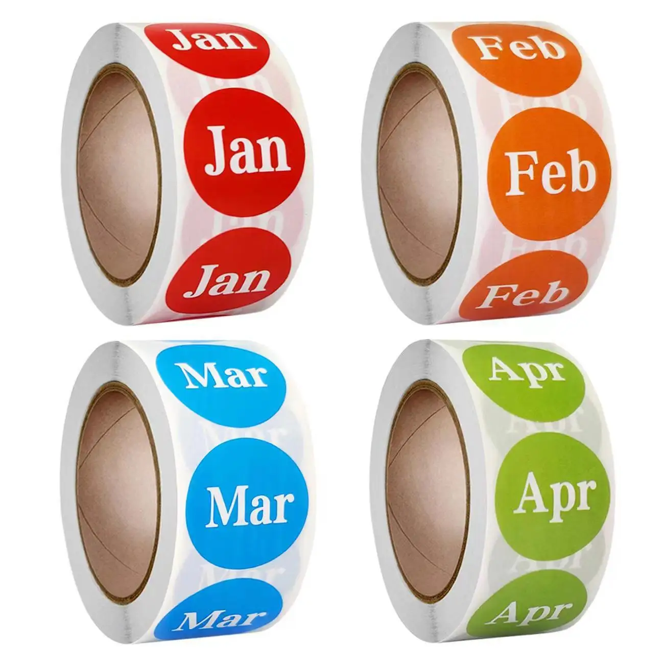 Ronde Engelse Maand Label 1-Inch Polka-Dot Zelfklevende Sticker Jan-Maand Dec Categorie Label 500 Stationair