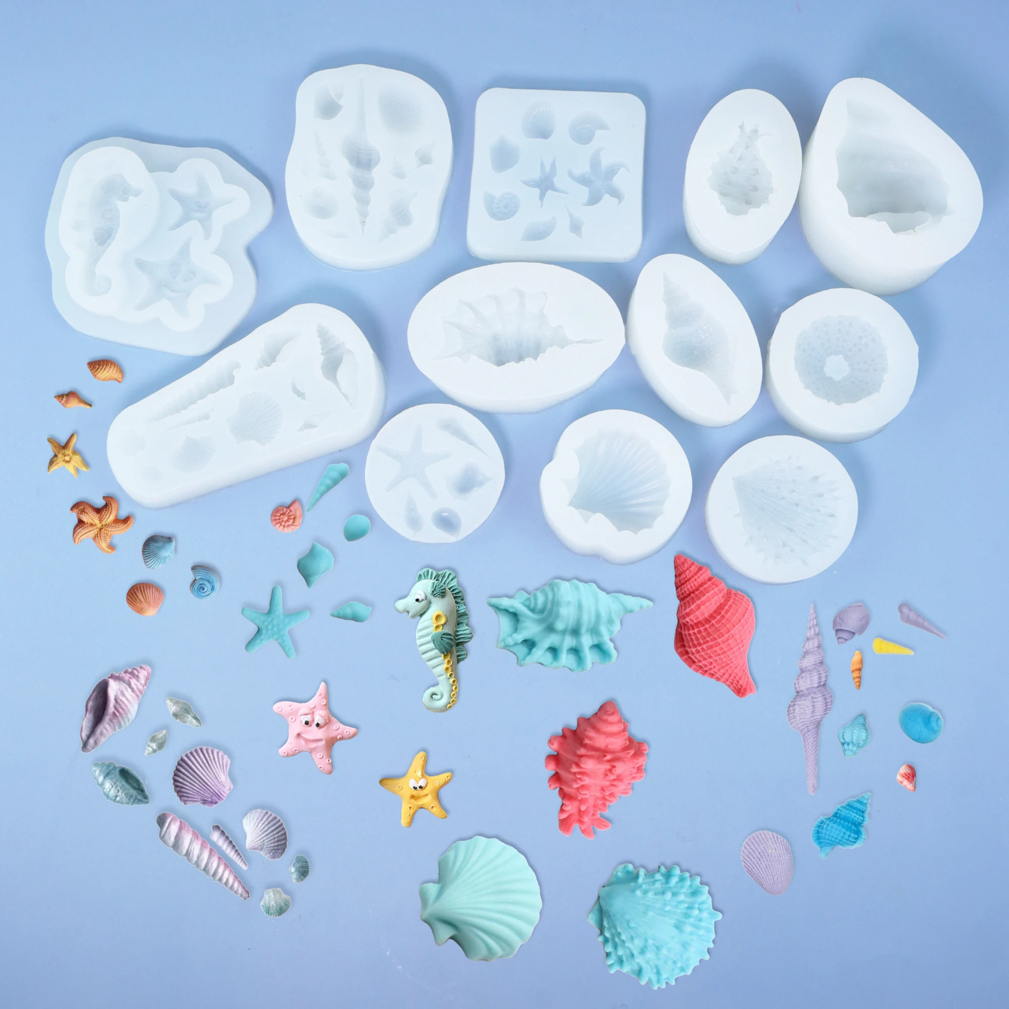 3D Marine Organismus Silikon Kerze Form Seeigel Seestern Meer Schnecke Harz Epoxy Gips Ton Gießen Silikon Form Wohnkultur