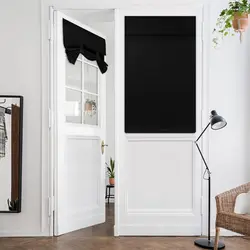 1PC Blackout Door Curtains Tie up Shade Thermal Insulated French Door Curtains Window Panels Short Curtains Panels Self-Adhesive