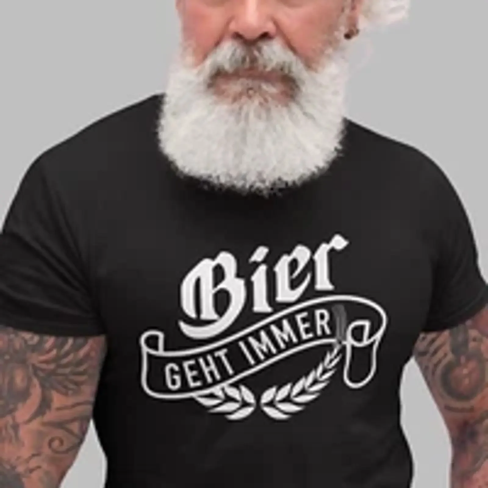 Herren T Shirt Bier geht immer coole mit Sprüchen Fun als Geschenk vintage Washed Slightly homme Stylish Breathable Unisex