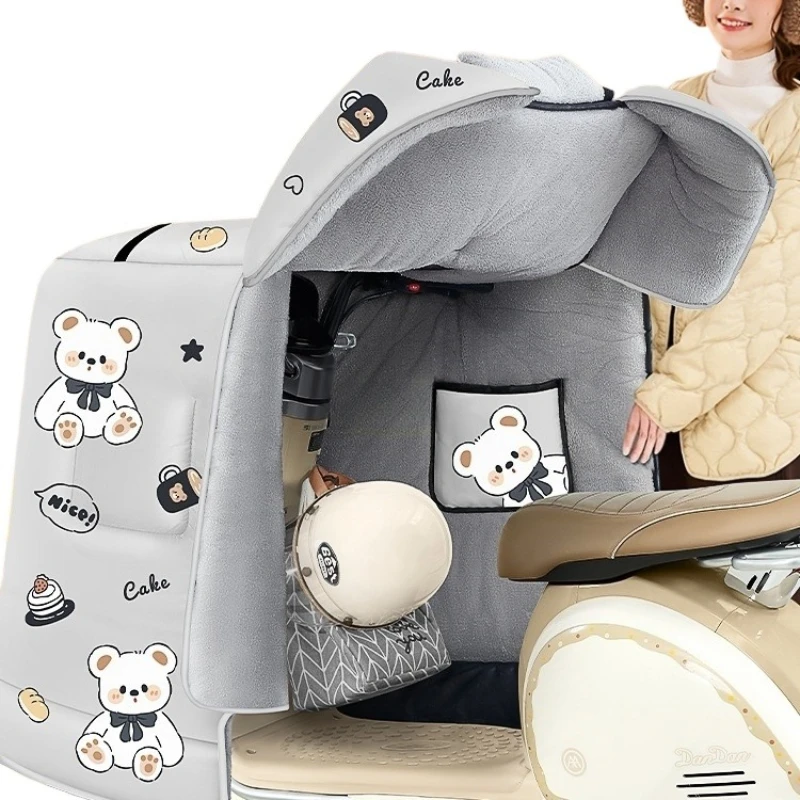 Electric vehicle windshield quilt winter piled thickened warm battery motorcycle waterproof windshield all-inclusive cape type