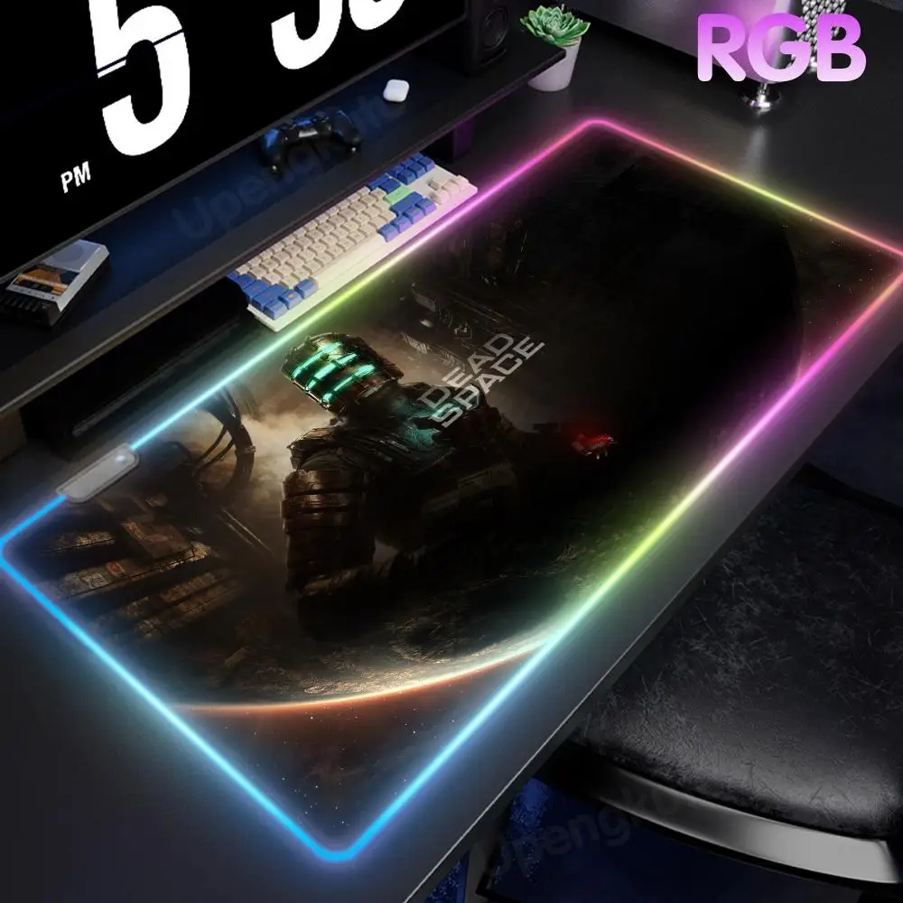 D_dead S_space Mouse Pad RGB Mouse Esports Computer Keyboard Pad Pad LED 3 mm Mouse Pad Large Gamer Luminous Desk Mat