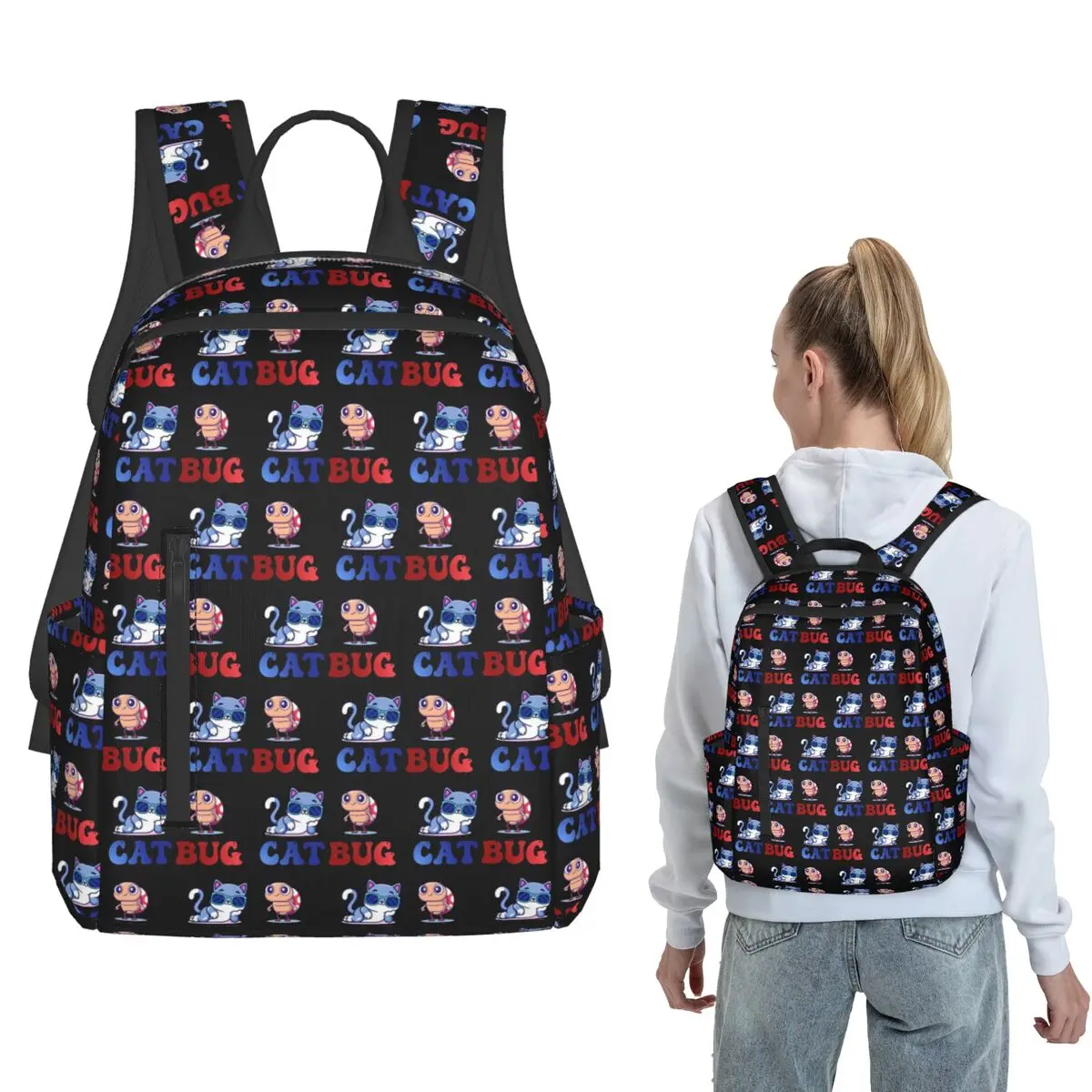 

Catbug Backpack Large Capacity Boys Girls BookBag School Bag Shoulder Bags for Men Women