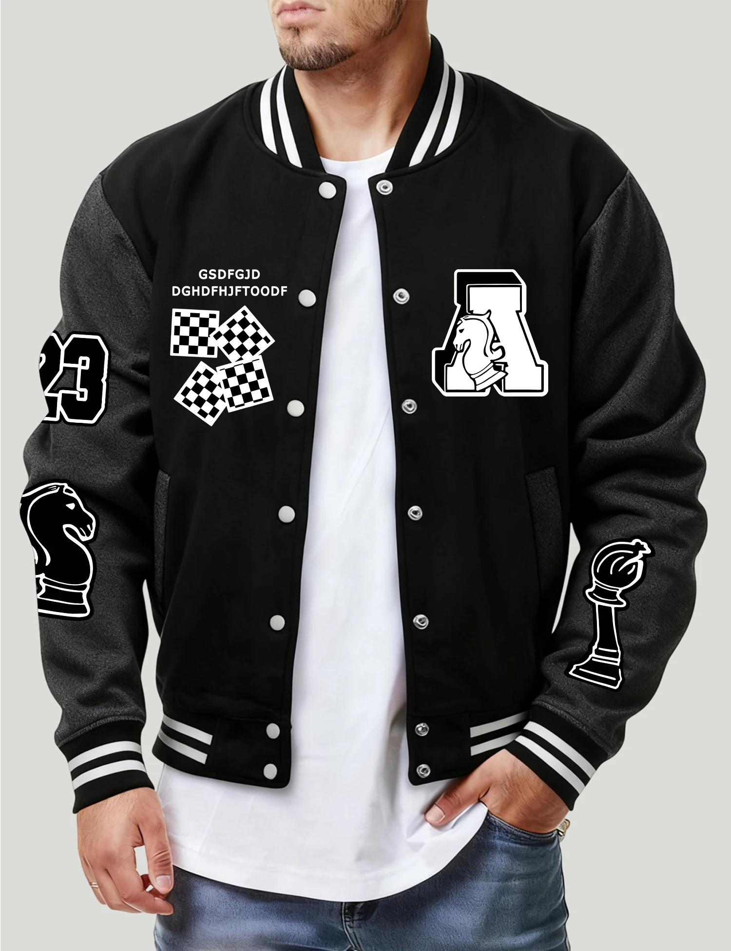 

Мужская бейсбольная куртка с шахматным и номером 23, флисовое пальто в стиле Харадзюку, спортивная повседневная модная одежда, свободные топы на пуговицах унисекс