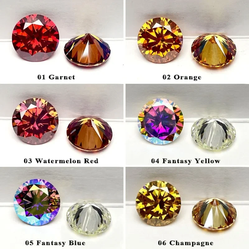 Moissanit-Steine, runder Schliff, Regenbogen-Grün, 3,0 mm-11 mm, Top-Qualität, Acht Herzen und Acht Pfeile, Edelsteine mit Zertifikat – Detail 3
