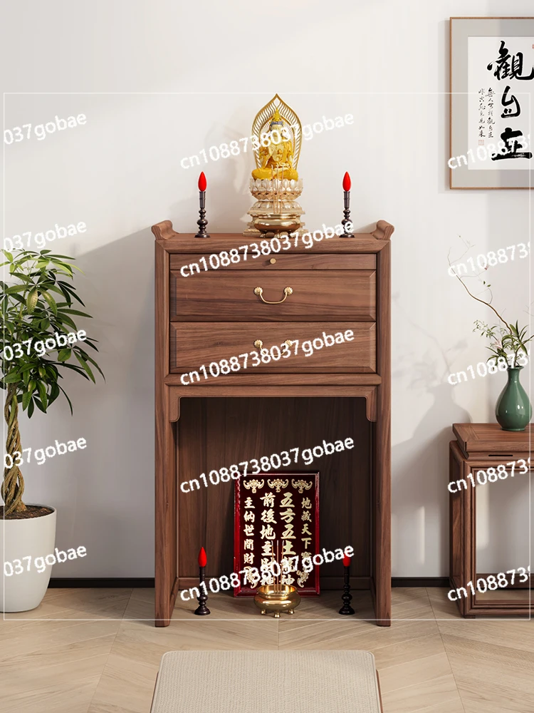 CX Black Walnut Wooden Floor Main Cabinet Altar Incense Burner Table Household Solid Wood Guanyin God of Wealth Buddha Shrine