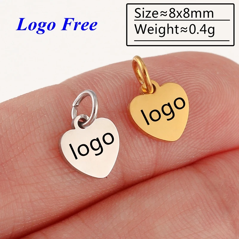 

50pcs Custom Logo Free Stainless Steel Personalized Logo Tags for Braclets Keychains Necklace DIY Findings