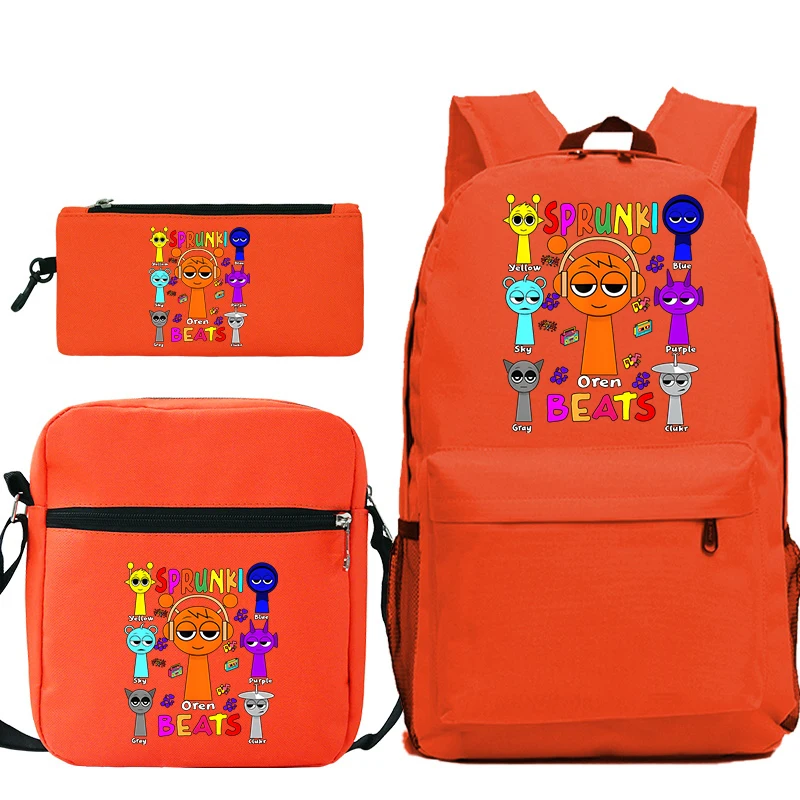 Sprunki School Backpack Bag Incredibox Sprunki School Bag Backpack Mochila Sprunki Student Back Pack Bag 3pcs/set Gift