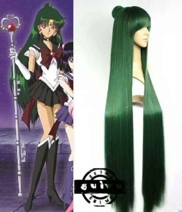 Wholesale New Wig Cosplay Sailor Moon Sailor Pluto Meiou Setsuna Straight Green Wigs