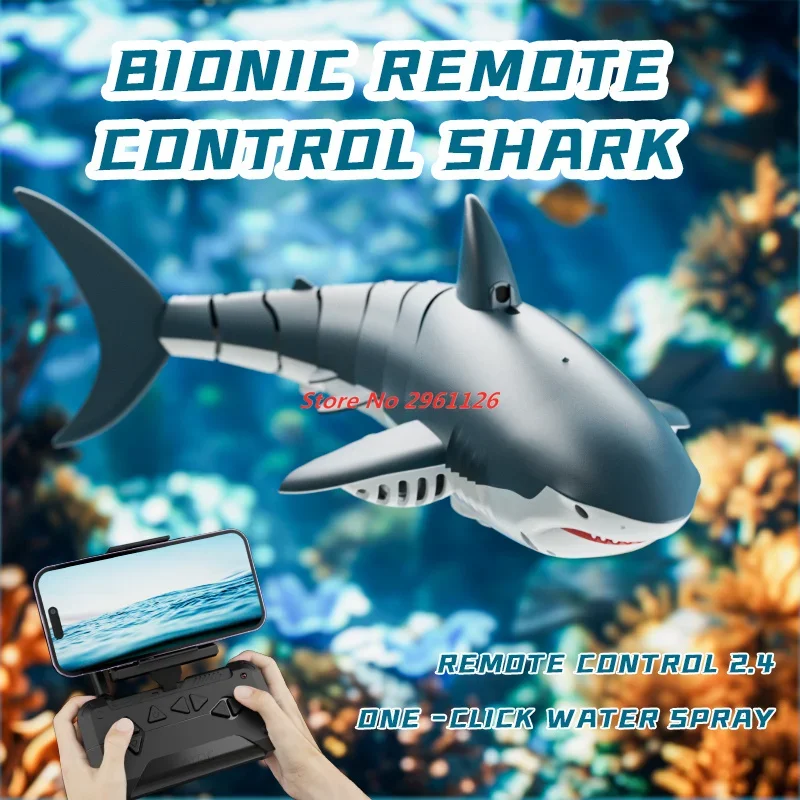 Simulation WIFI FPV Shark Remote Control Shark 2.4G Electric Water Toy Shark Boat Model Swinging Fish Toy Festival Gift RC Toys