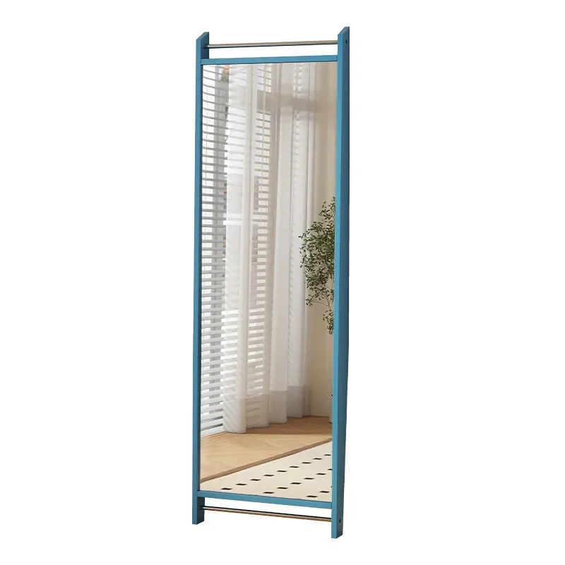 Solid Wood Full Length Floor Mirror Retro Wall Mounted Explosion Proof Glass for Bedroom Living Room Home Decor
