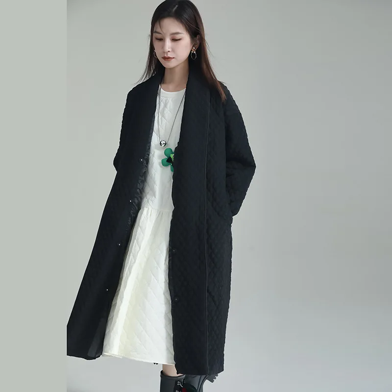 2024 spring clothes new Yamamoto dark design sense Ling cotton coat coat back slit button long cotton clothes wome