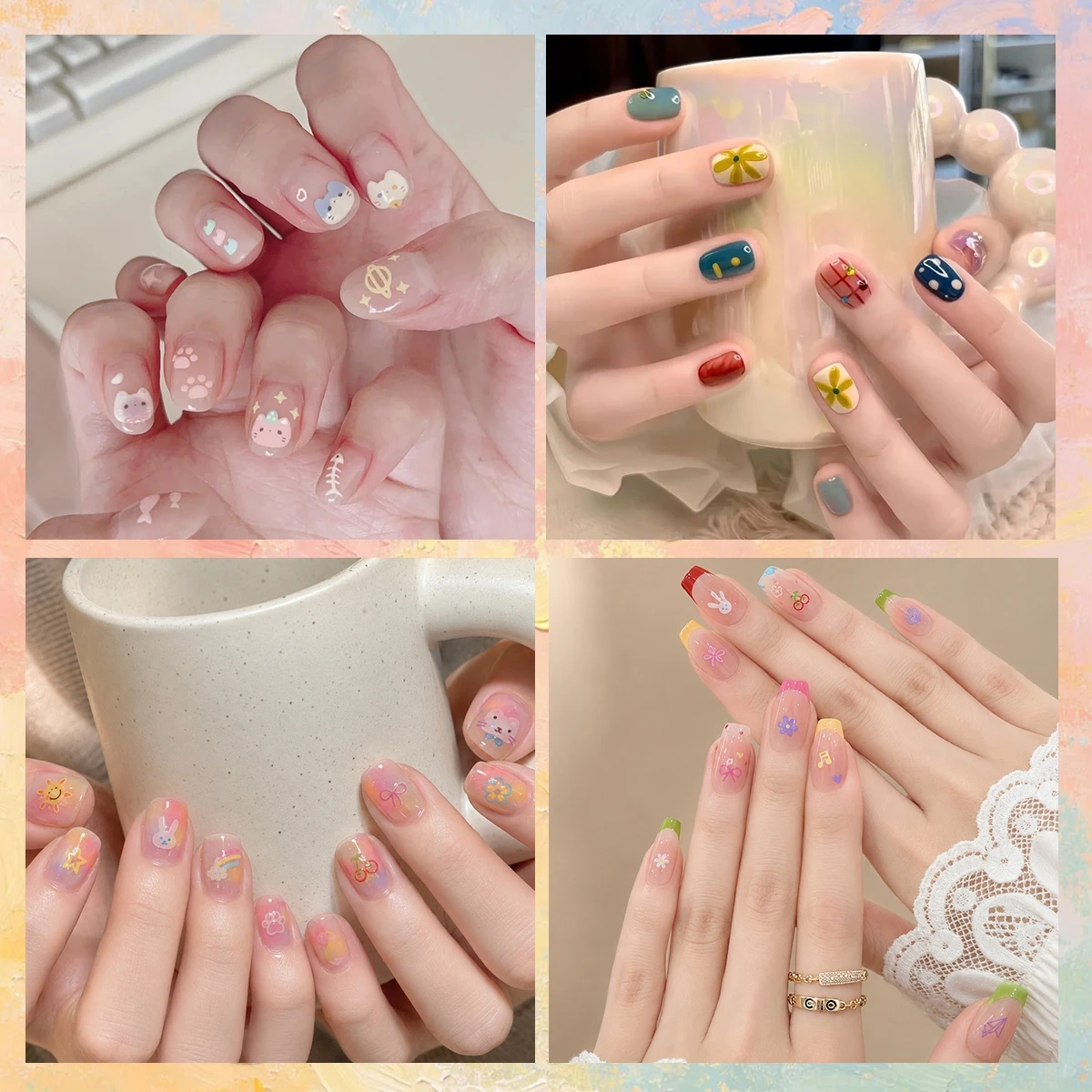 3 hingga 12 Lembar Stiker Kuku - Nail Art Rainbow ulasan dan harga