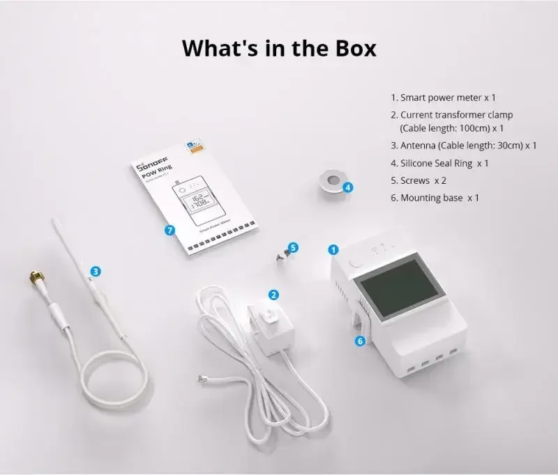 SONOFF-POWCT POW Anel Smart Power Meter, Monitor de Energia, 100A, WiFi, Suporte Switch, Controle Contator, Alexa, Google Home