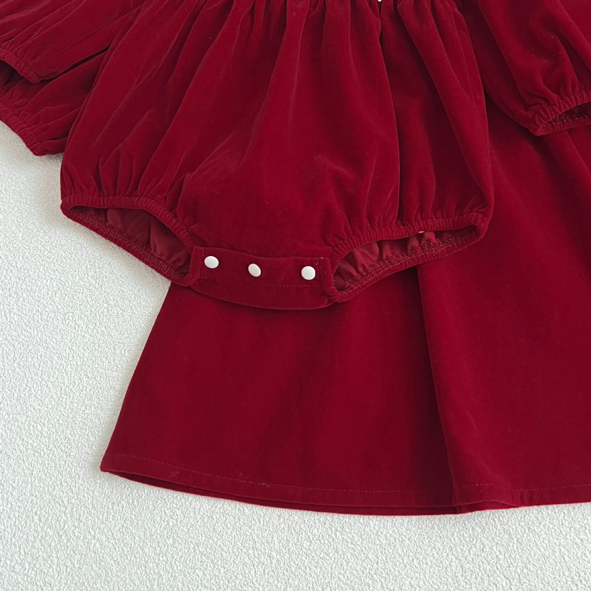 Infant Kinder Baby Mädchen Langarm Süße Einfarbig Schwestern Kleid Neugeborene Baby Mädchen Puppe Kragen Prinzessin Kleidung Strampler – Detail 17