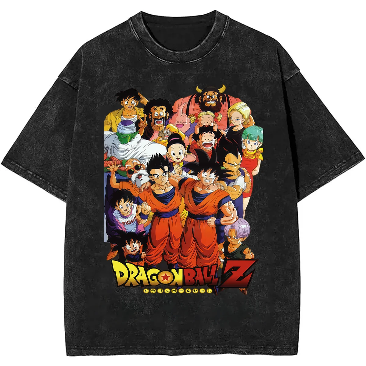 

2026 Summer Dragon Ball Nostalgic T-Shirt 100% Cotton Heavyweight Washed Retro Oversized Men's Full Character Print Unisex